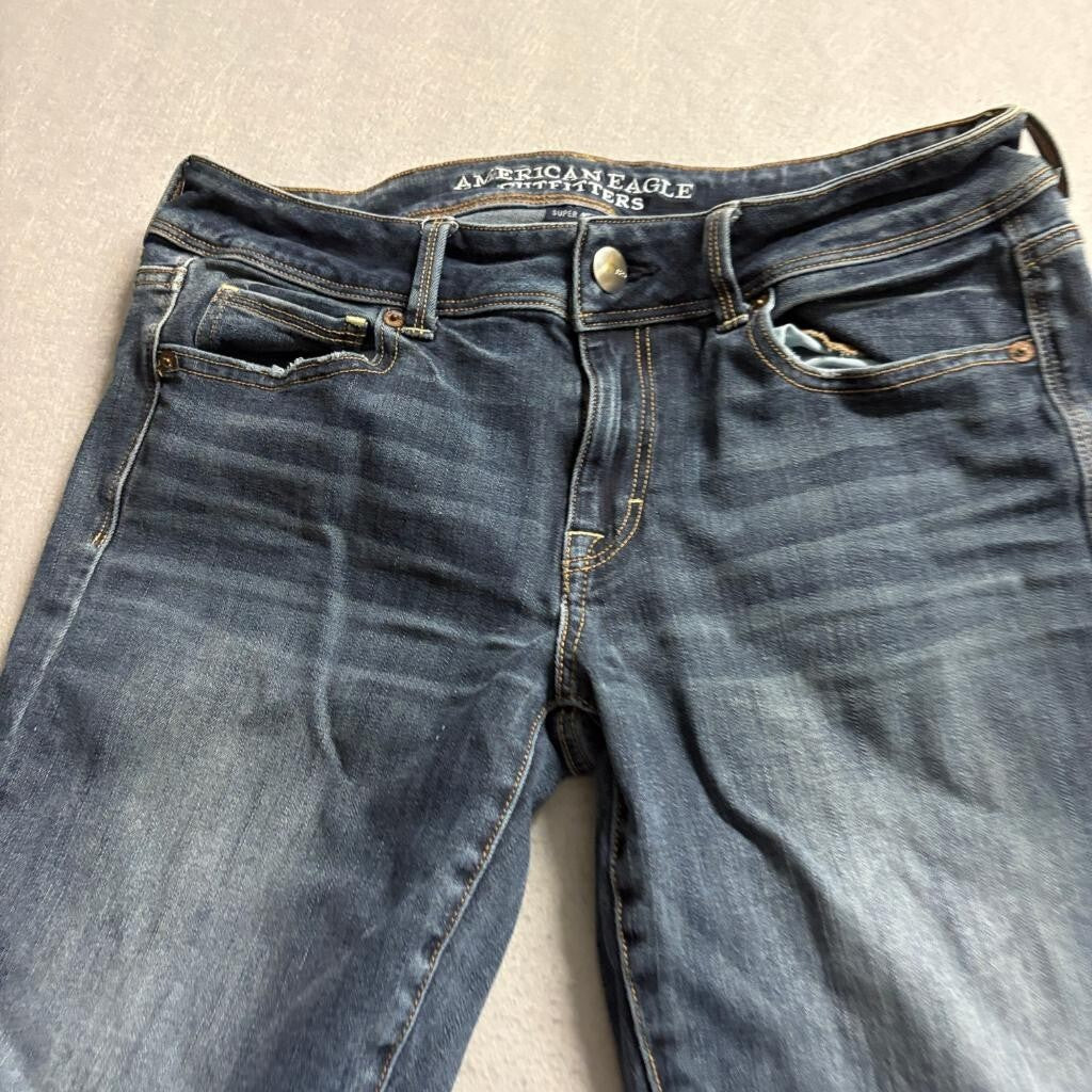 American Eagle Kick Boot Jeans Womens Blue Super Stretch Denim Flared Pants