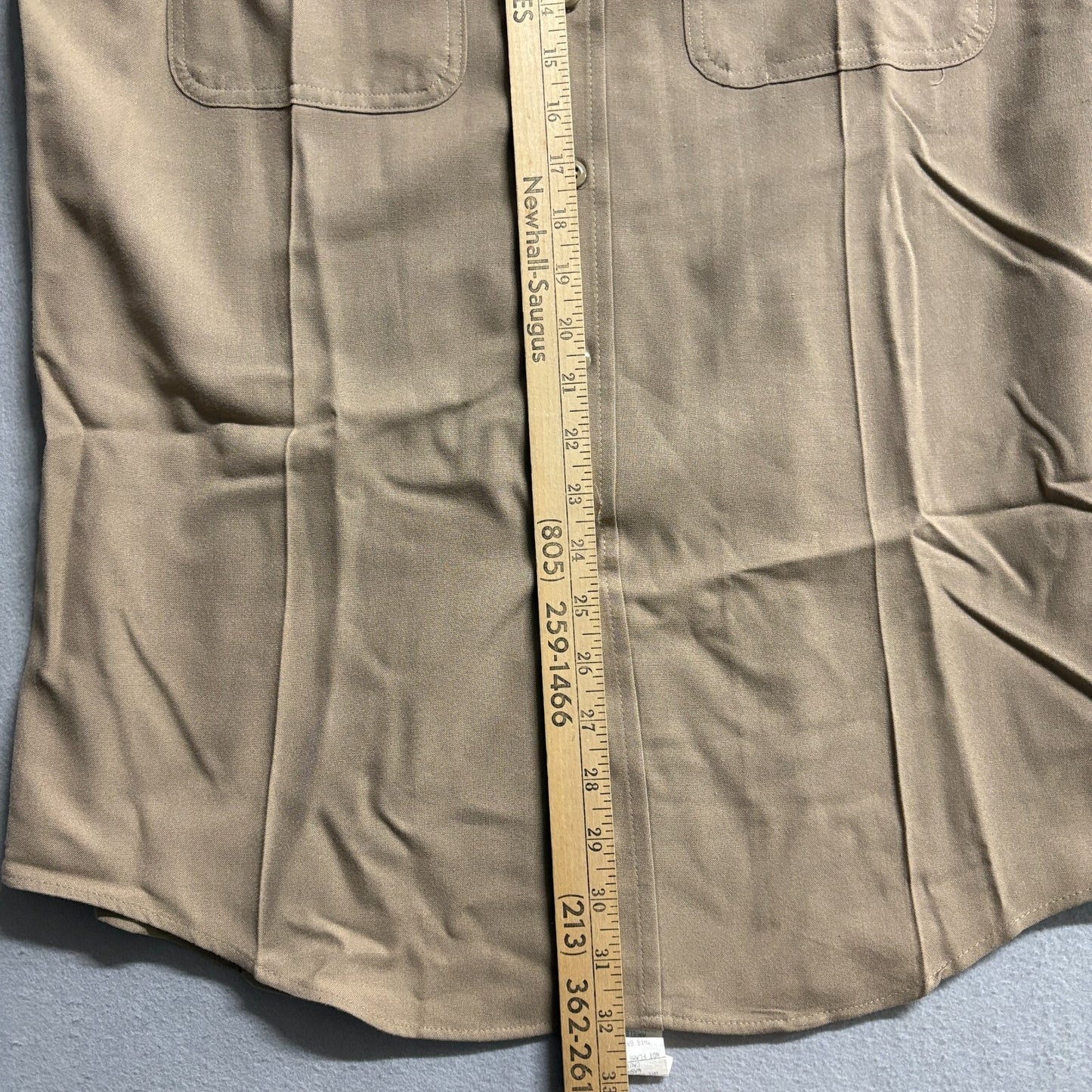 Vintage Security Uniform Shirt USA Flag Patch Khaki Tag L Fits Like L Workwear