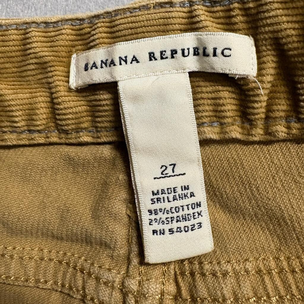 Banana Republic Corduroy Pants Womens 27 Brown Tan Stretch Straight Leg