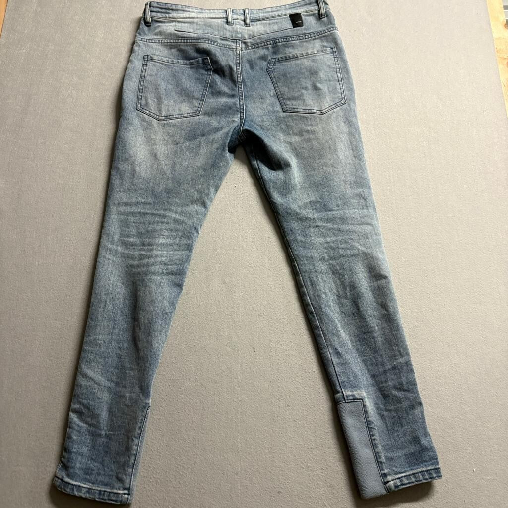 Zanerobe Joe Blow Jeans Mens 32 Blue Denim Stretch Ribbed Cuff Tapered Jogger