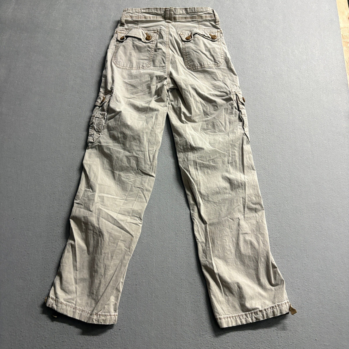 American Eagle Baggy Jogger Cargo Pants Womens 00 Regular Khaki Beige Stretch