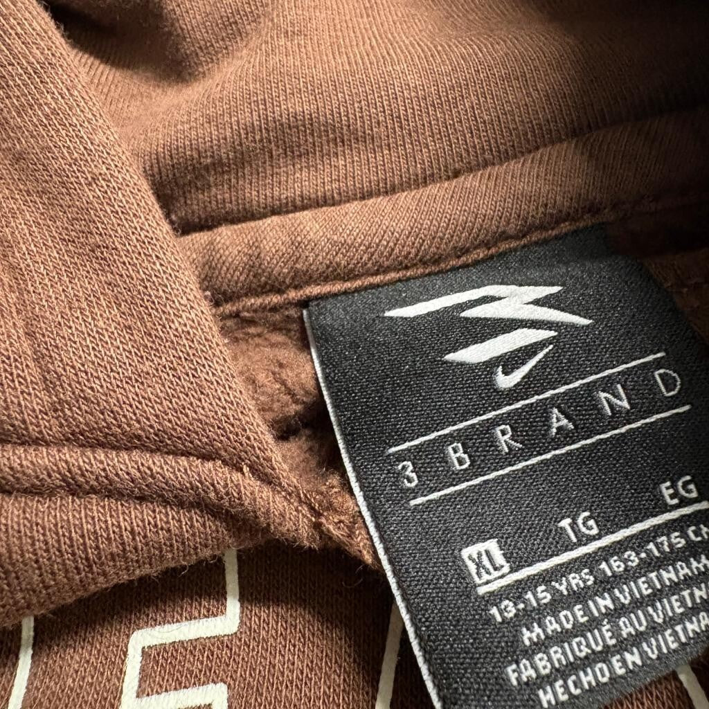 Nike 3 Brand Fired Up Hoodie Boys XL Brown Pullover Sweatshirt 13-15 Yrs