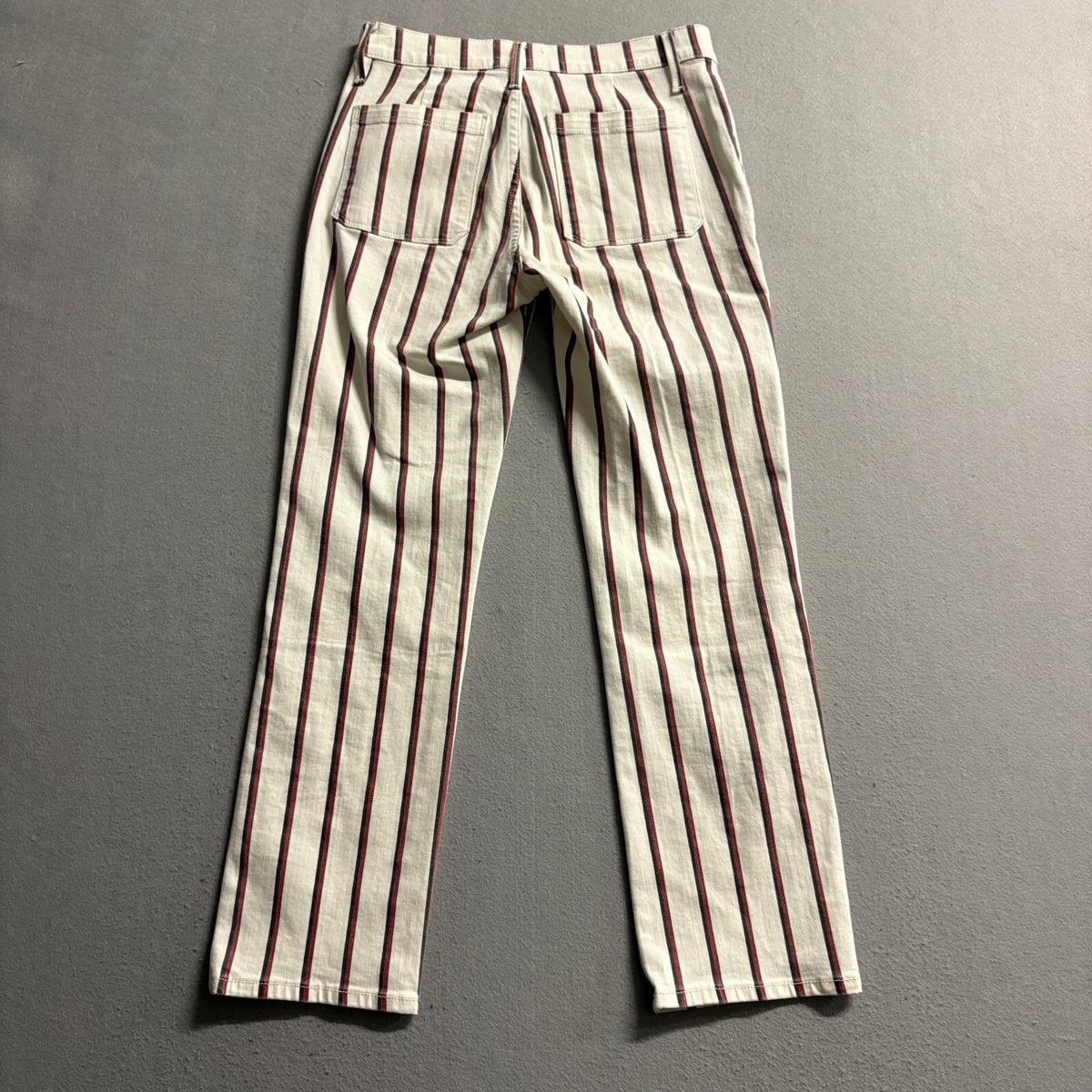 Frame Denim Le Bardot Straight Jeans Womens 27 White Red Black Classic Stripe