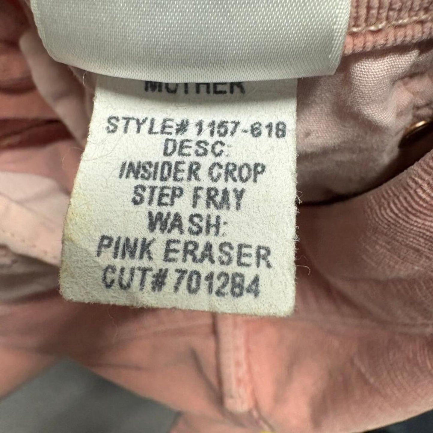 Mother Insider Crop Step Fray Corduroy Pants Womens 24 Pink Eraser Raw Hem