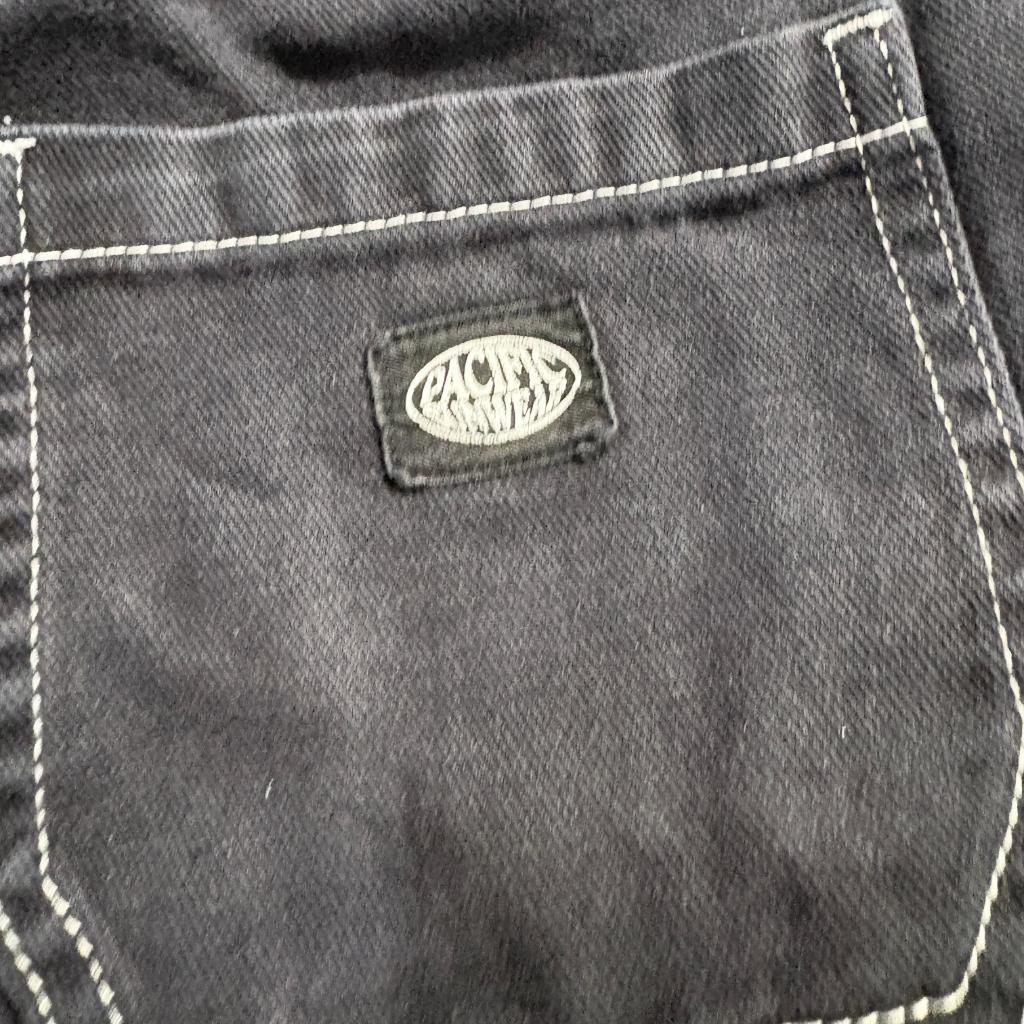 PacSun Womens Carpenter Jeans Black Denim White Contrast Stitch High Rise Size
