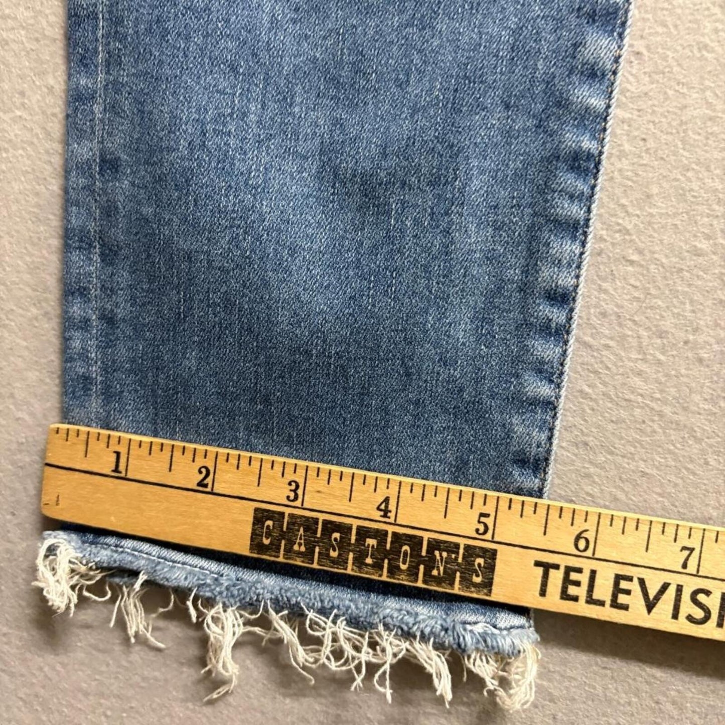 Flying Monkey Jeans Womens 27 Blue Denim Raw Hem Straight Leg Stretch Style