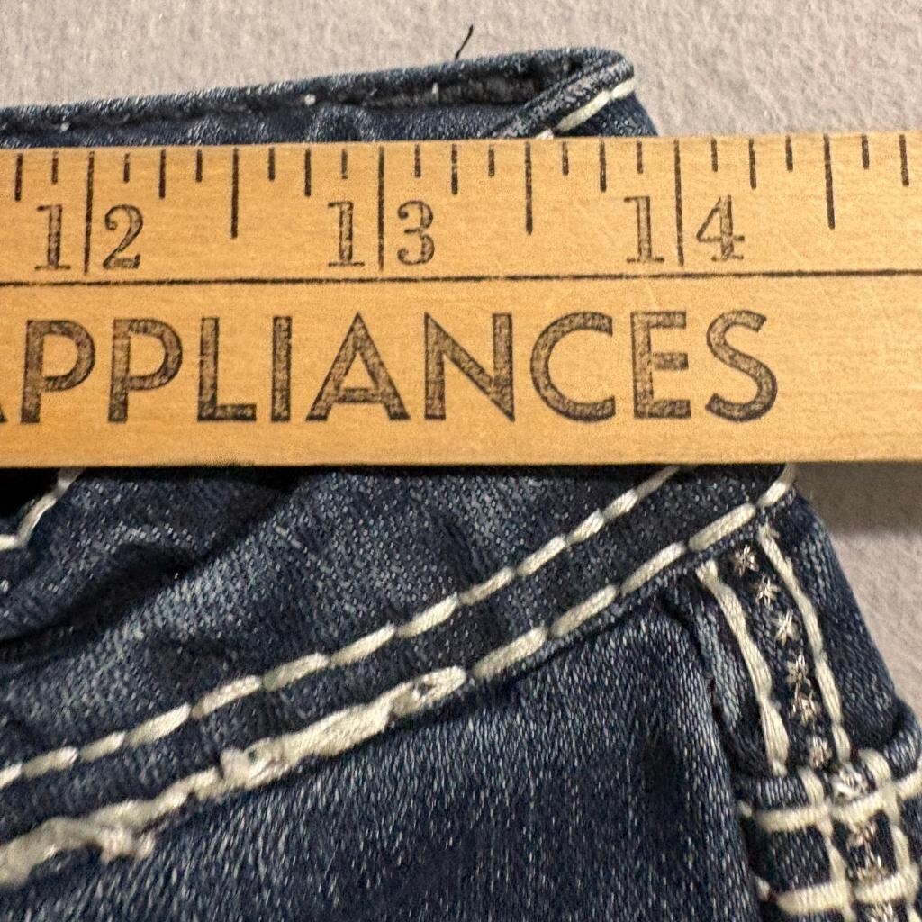 Cherokee Girls Bootcut Jeans Size 14 Dark Wash Thick Stitch Rhinestone Button