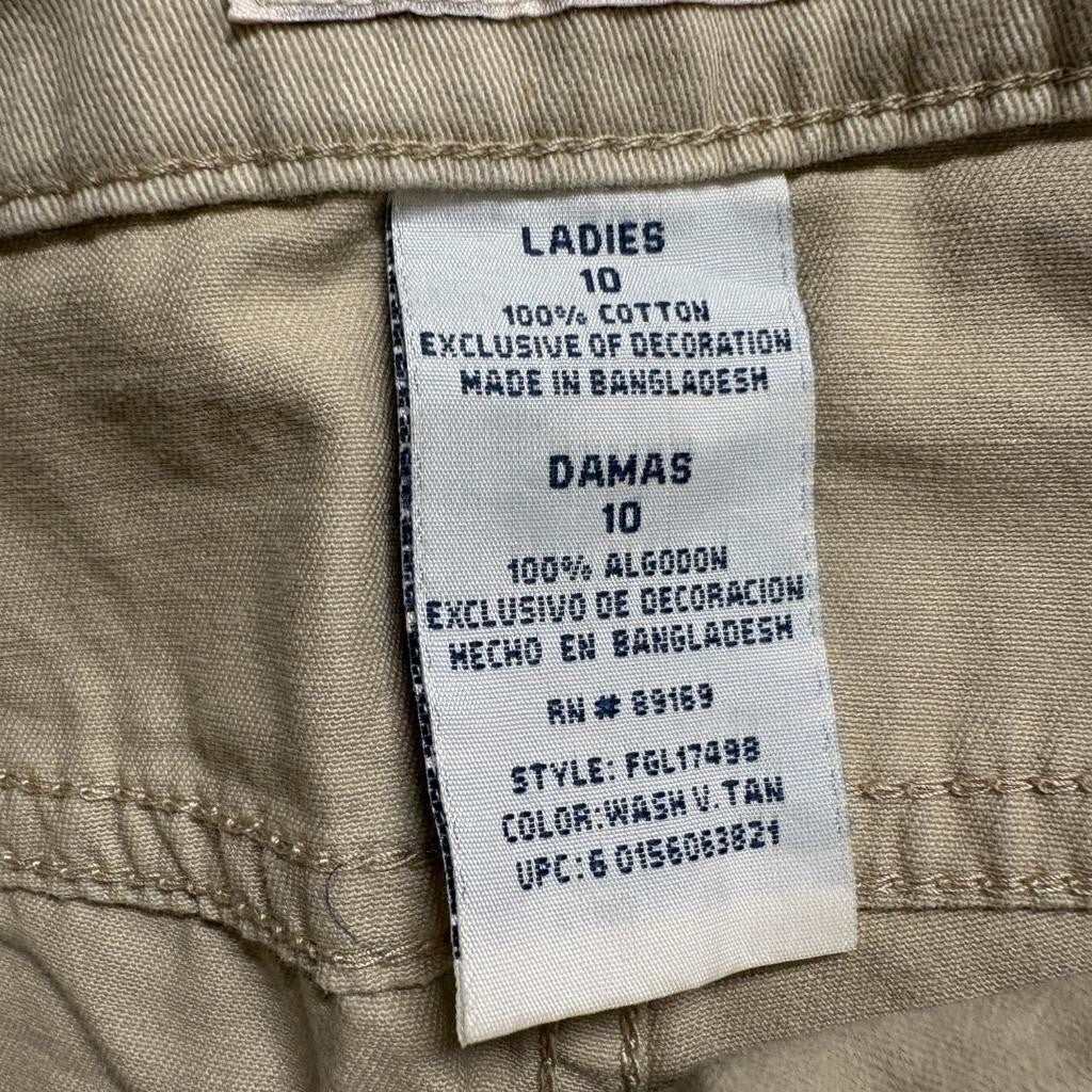 Faded Glory Originals Capri Pants Womens 10 Tan Cotton Cropped Belted Utility