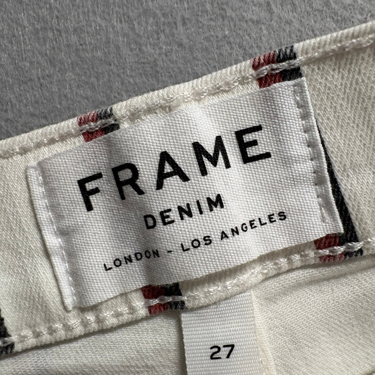Frame Denim Le Bardot Straight Jeans Womens 27 White Red Black Classic Stripe