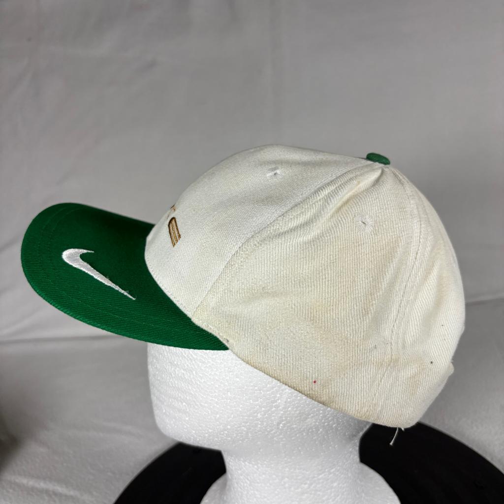 Nike Vintage Snapback Hat White Green Gold Embroidered Swoosh Cap