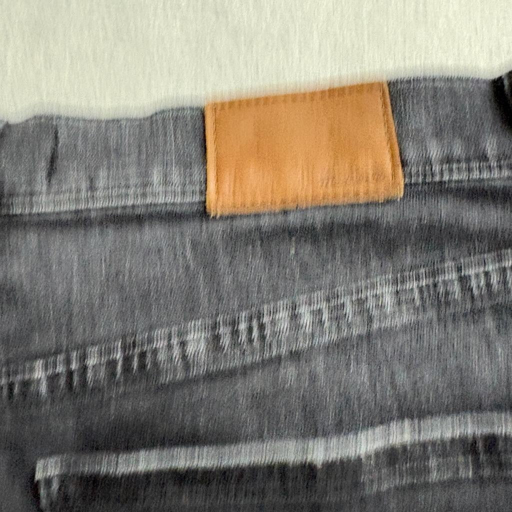 Madewell Cruiser Straight Jeans Womens 31 Black Denim Distressed Hem Stretch