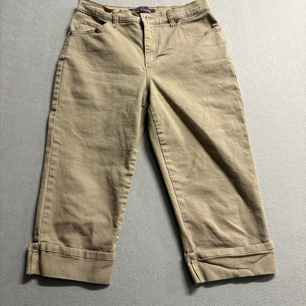 Gloria Vanderbilt Amanda Capri Jeans Womens Size 8 Khaki Brown Stretch Denim