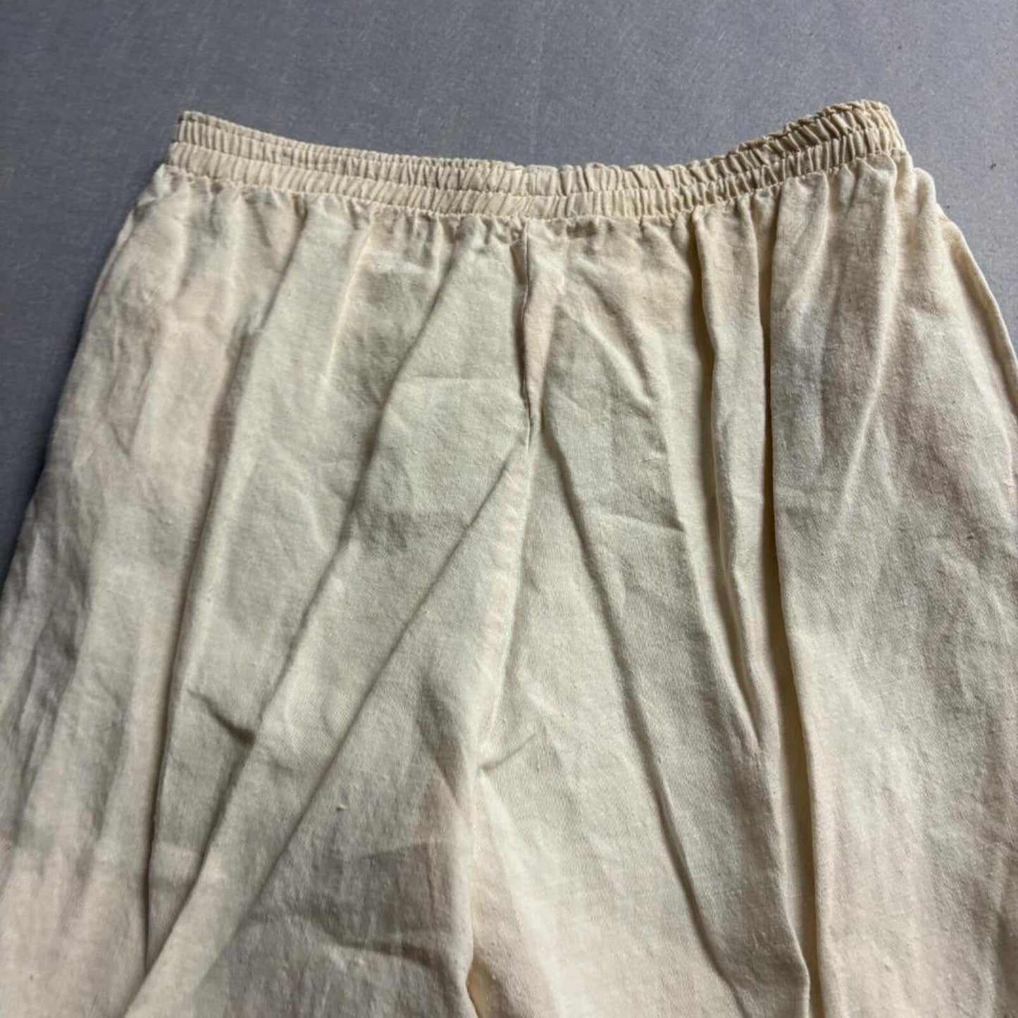 Lady Bug California Vintage 100% Linen Pants Womens S Cream Elastic Waist