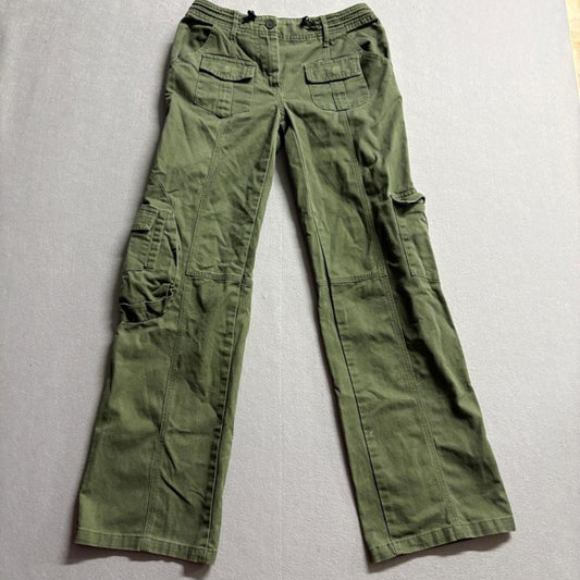 Brandy Melville Cargo Pants Womens Small Green Cotton Blend Utility Y2K Low Rise