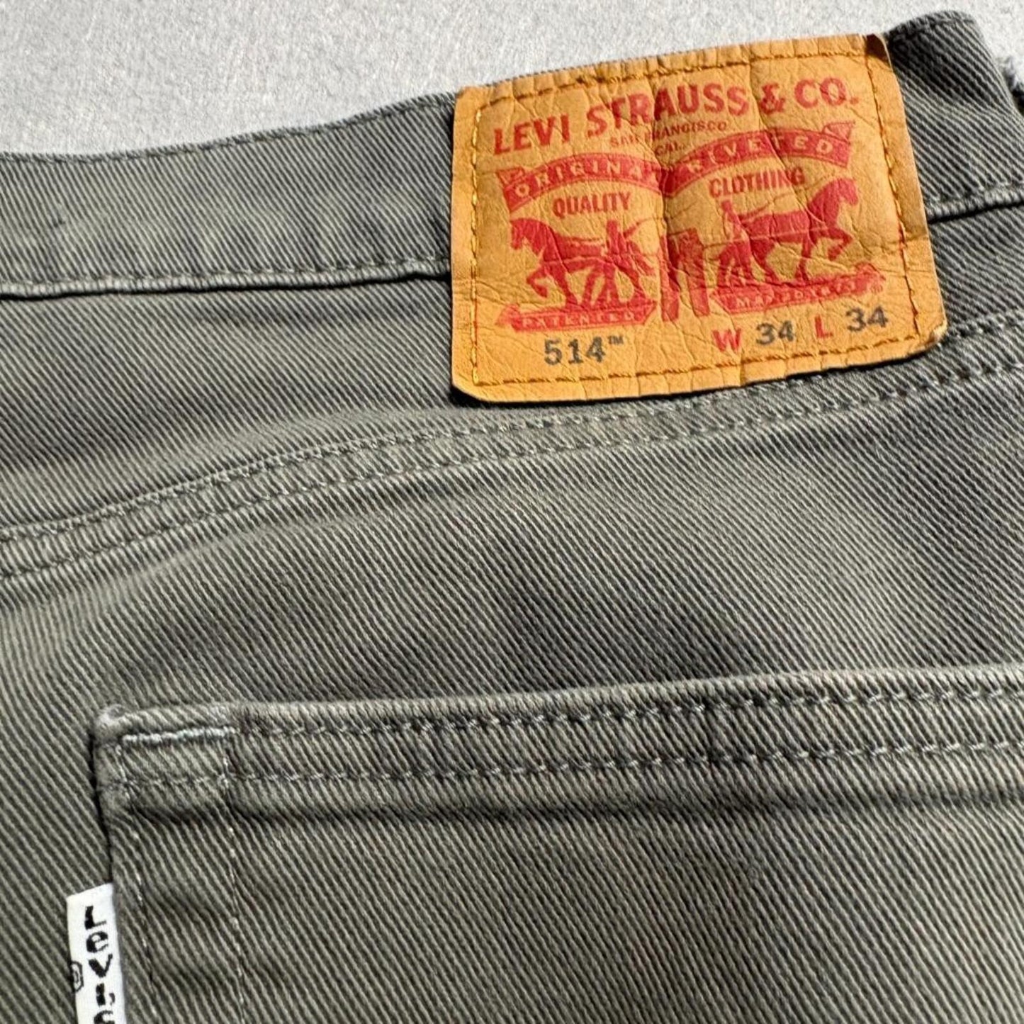 Levi's 514 Slim Straight Jeans Mens 34x34 Olive Green Denim Pants