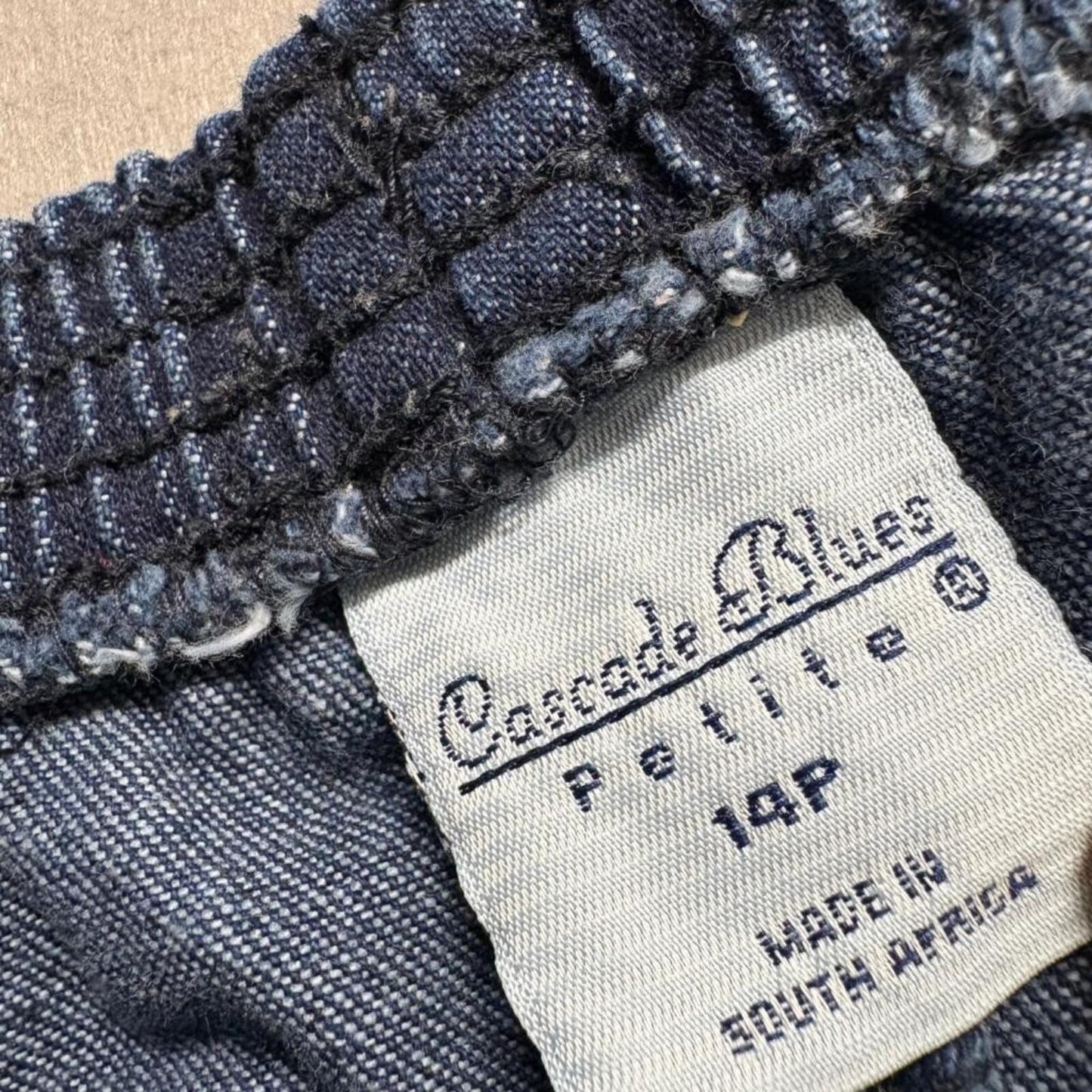 Cascade Blues Petite Jeans Womens 14P Blue Denim Elastic Waist Pull On Mom Pants