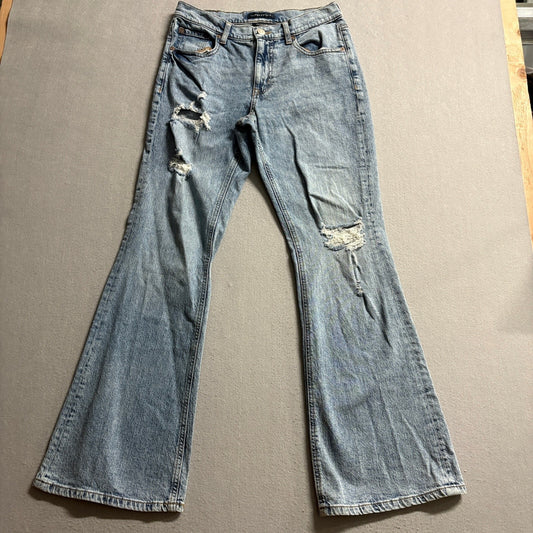 Aeropostale High Rise Flare Jeans Womens Size 6R Light Wash Distressed Denim