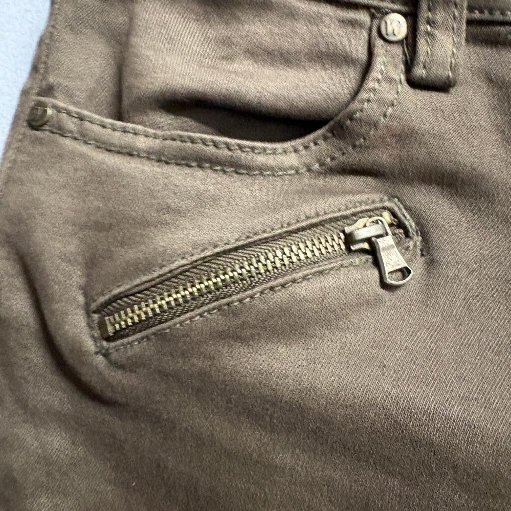 Wish List Jeans Womens Medium Olive Green Moto Skinny Ribbed Knee Pants