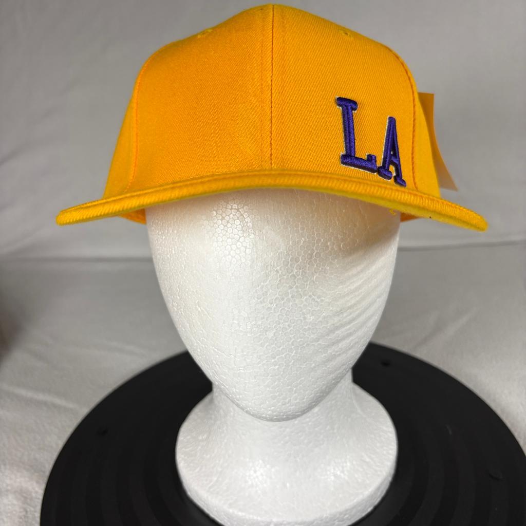 Los Angeles Lakers Yellow Fitted Hat 7 1/4 Down Town LA Purple Embroidered Cap