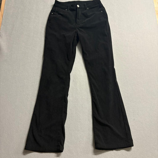 Shein Corduroy Pants Womens Medium Black Bootcut Flare High Rise Stretch Casual