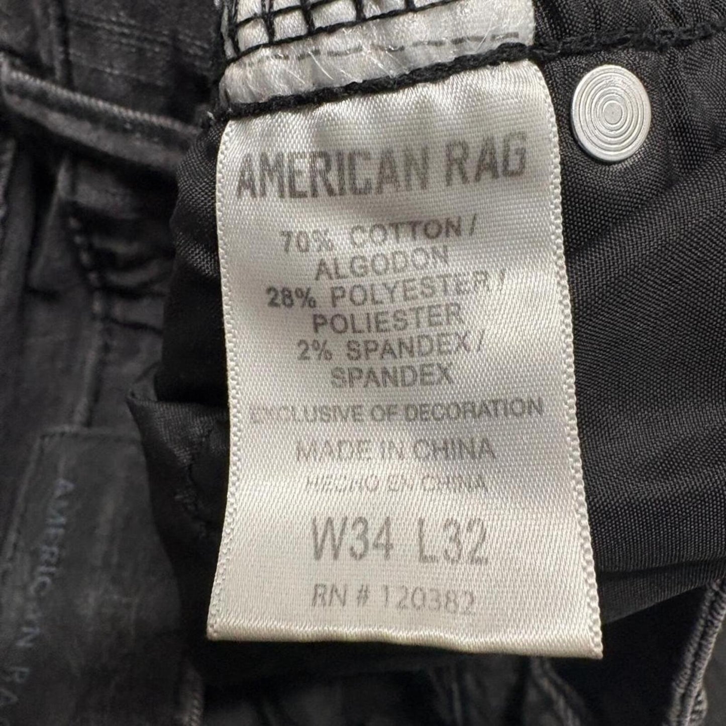 American Rag Jeans Mens 34x32 Gray Comfort Stretch Denim Slim Straight Pants