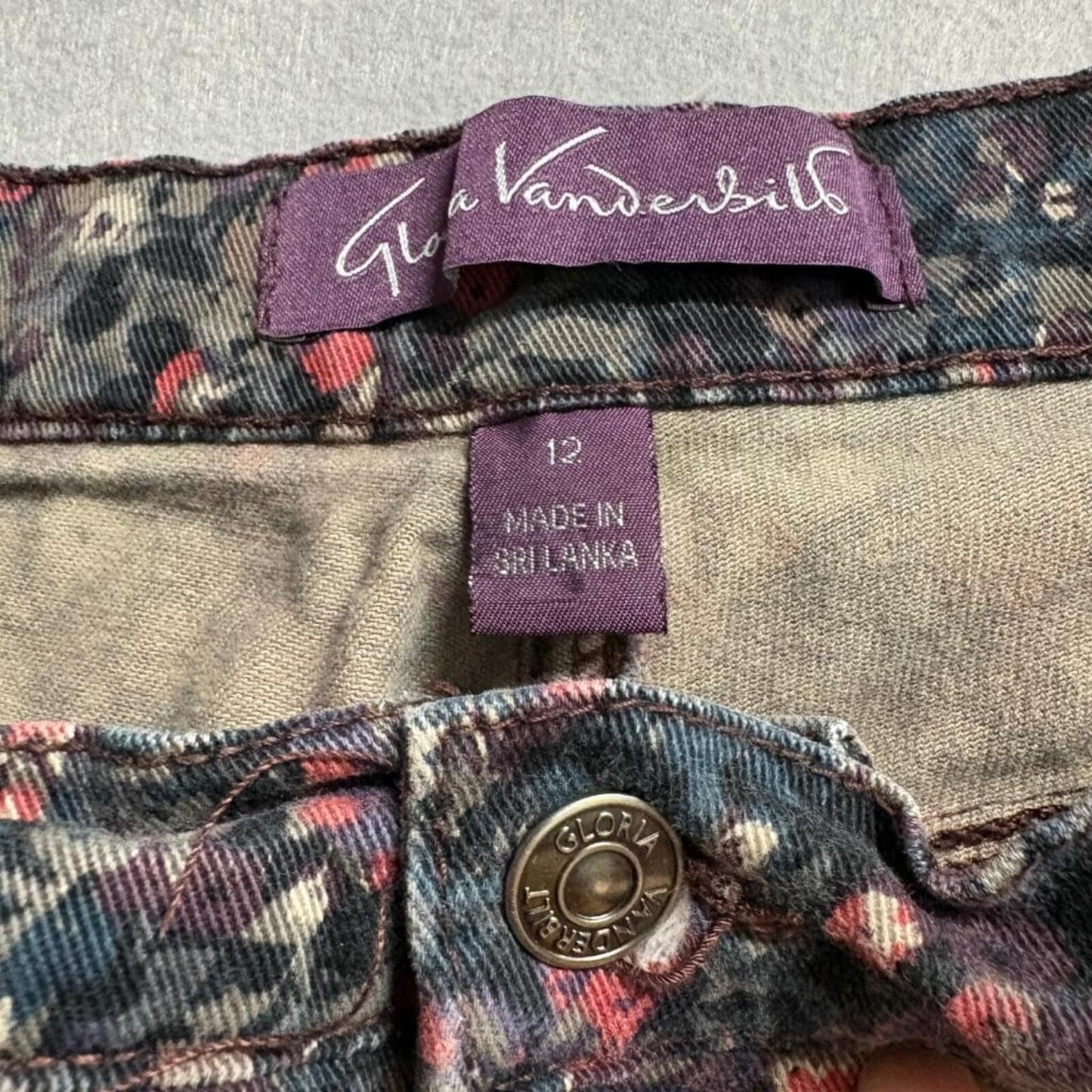 Gloria Vanderbilt Amanda Jeans Womens 12 Floral Print High Rise Straight Leg