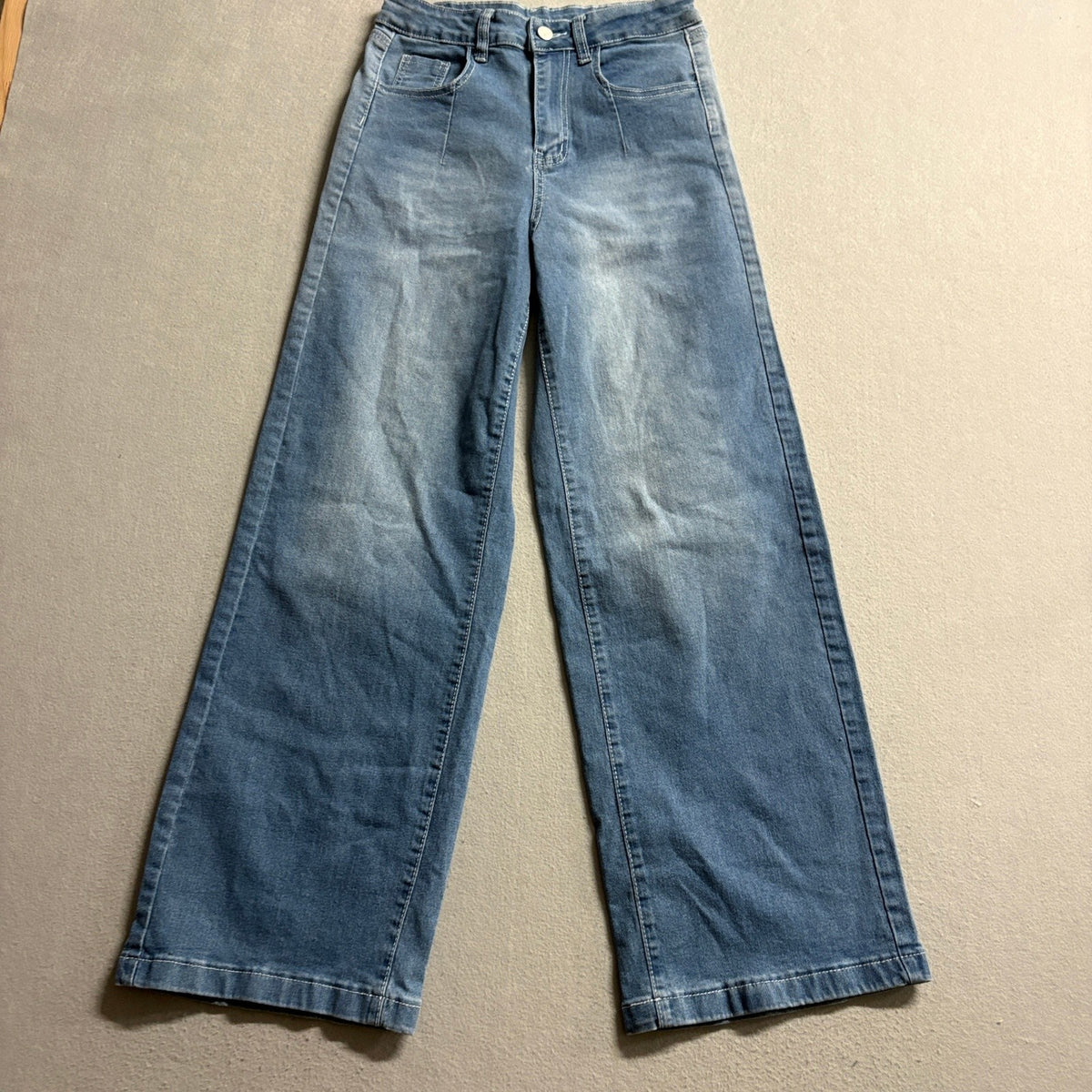 Unbranded Womens Wide Leg Jeans Size S Blue Denim High Rise Stretch Comfort