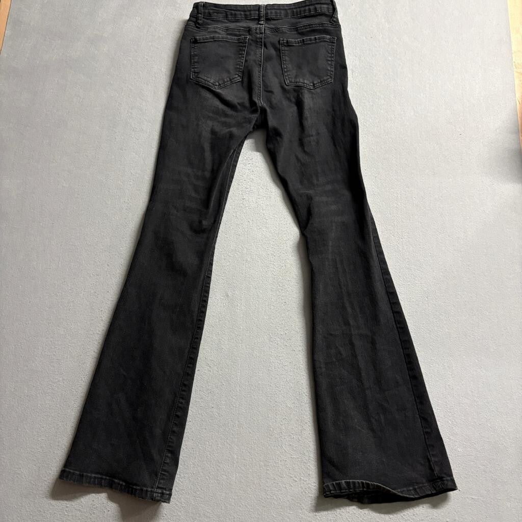 Shein Womens Flare Jeans Size 6 Black High Rise Stretch Bell Bottom Denim Pants