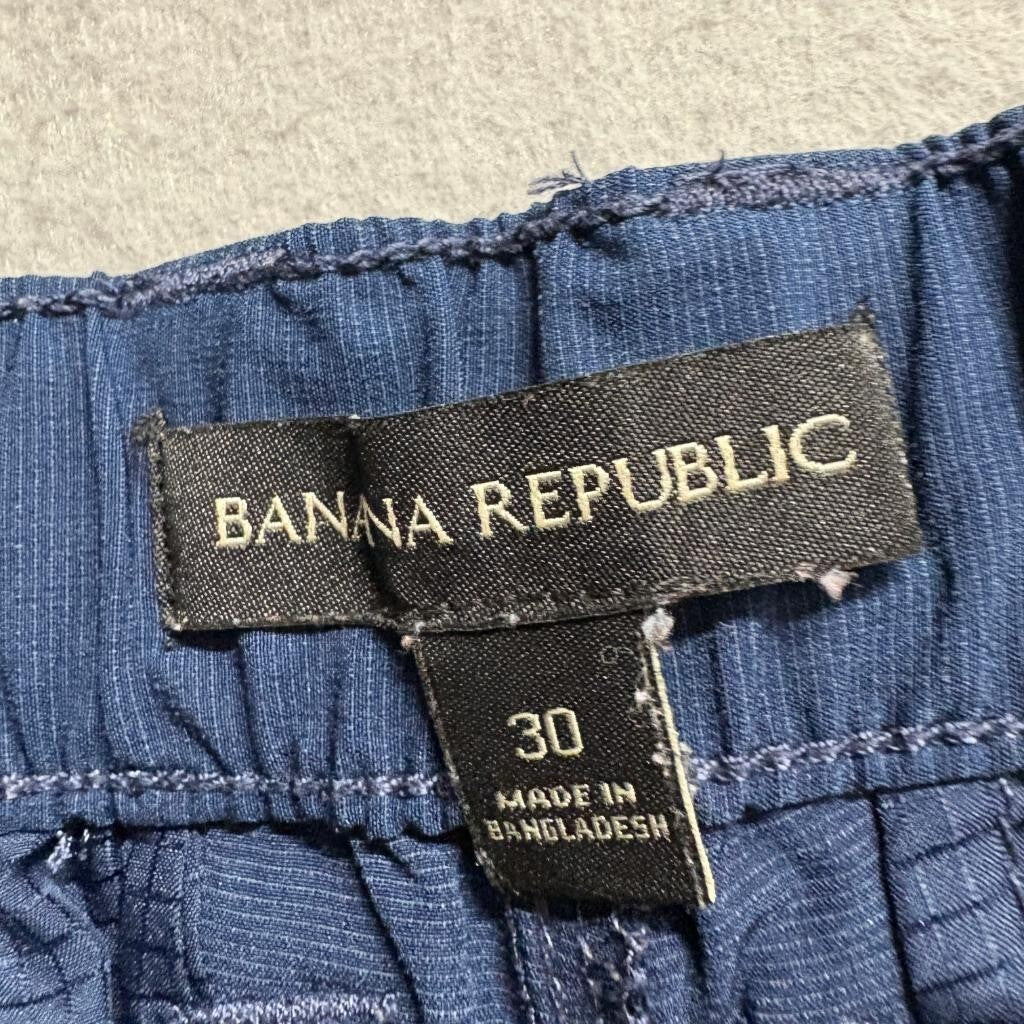 Banana Republic Mens 30 Chino Shorts Blue Stretch Cotton Blend Casual