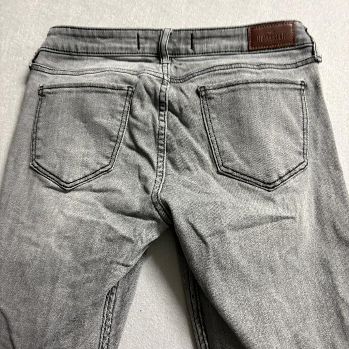 Hollister Low Rise Flare Jeans Womens 5R Gray Distressed Ripped Denim