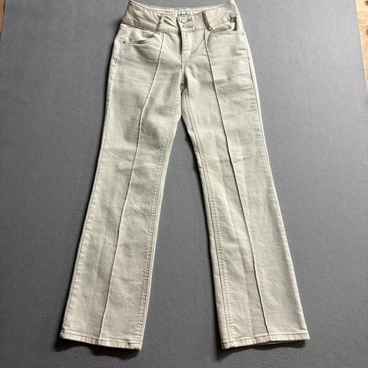 Indigo Rein Flare Pants Womens Size 7 Beige Tan Stretch Seam Detail High Rise