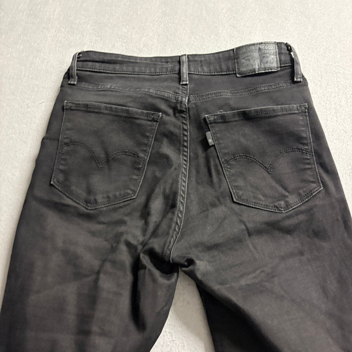 Levis 725 High Rise Bootcut Jeans Womens 28x30 Black Denim Stretch Pants