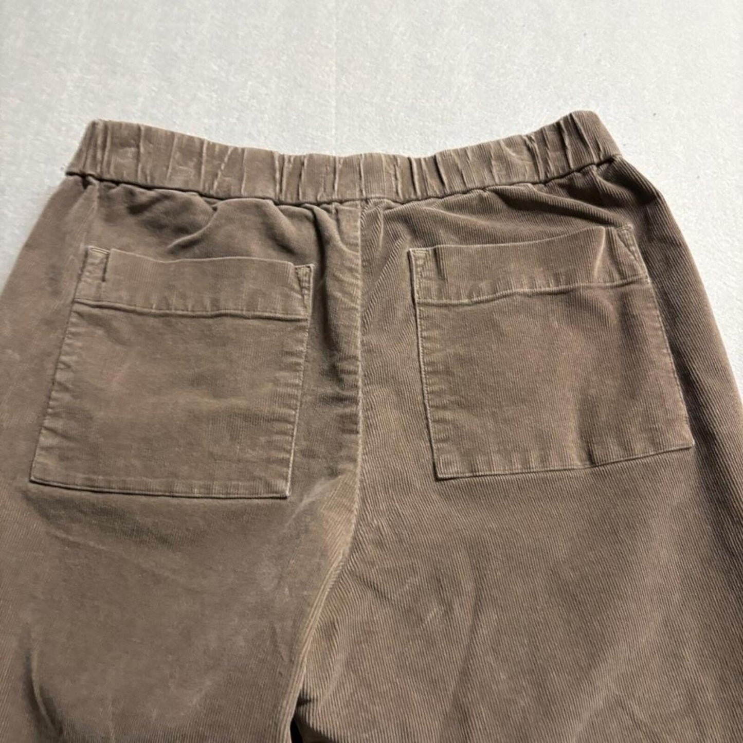 Everlane Corduroy Pants Womens 16 Brown Crop Wide Leg Elastic Waist Pull On