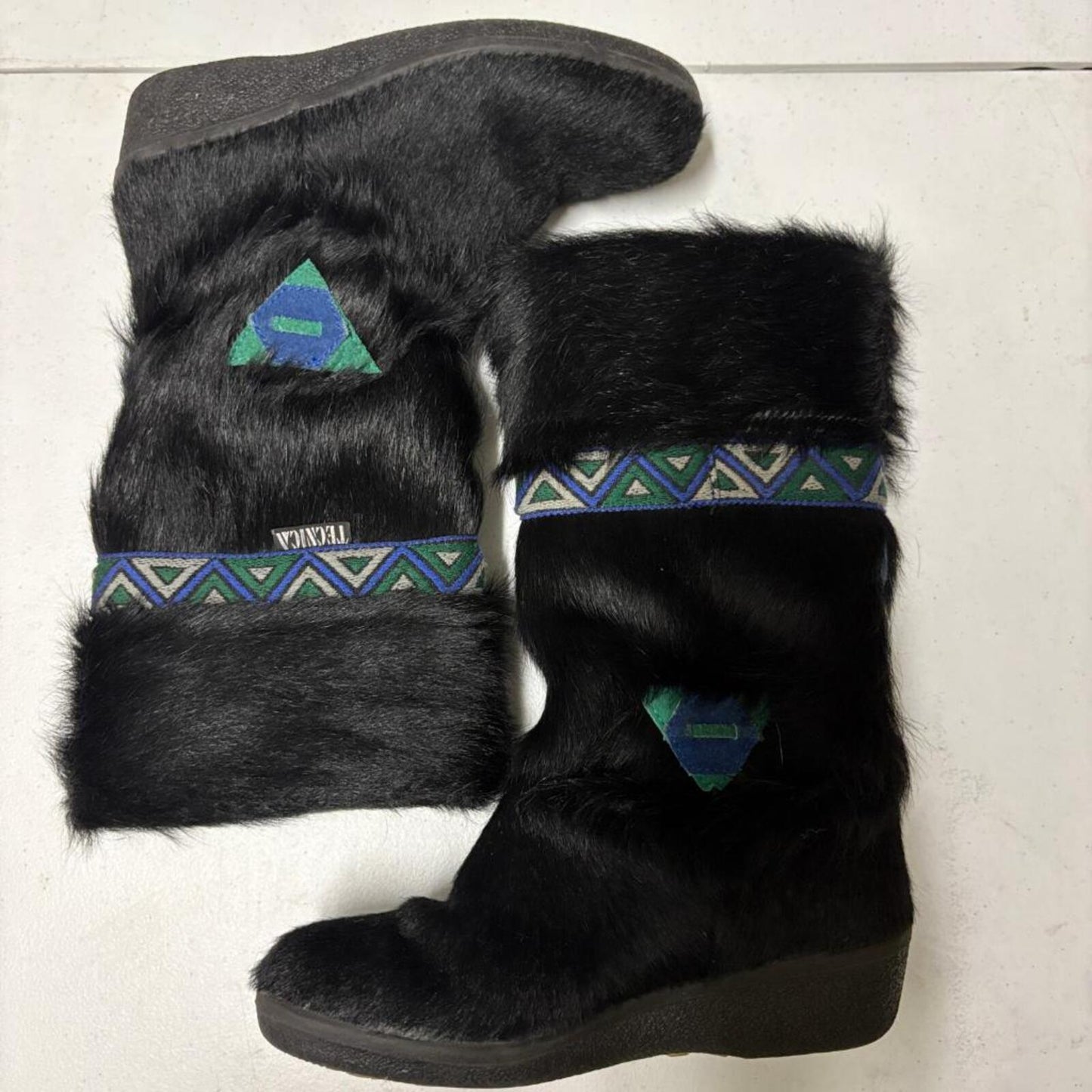 Tecnica Vintage Black Fur Après Ski Boots Womens Size 8 US 39 EU Made in Italy