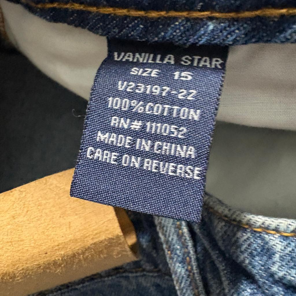 Vanilla Star 90s Boyfriend Jeans Womens 15 Blue Denim Distressed Super High Rise