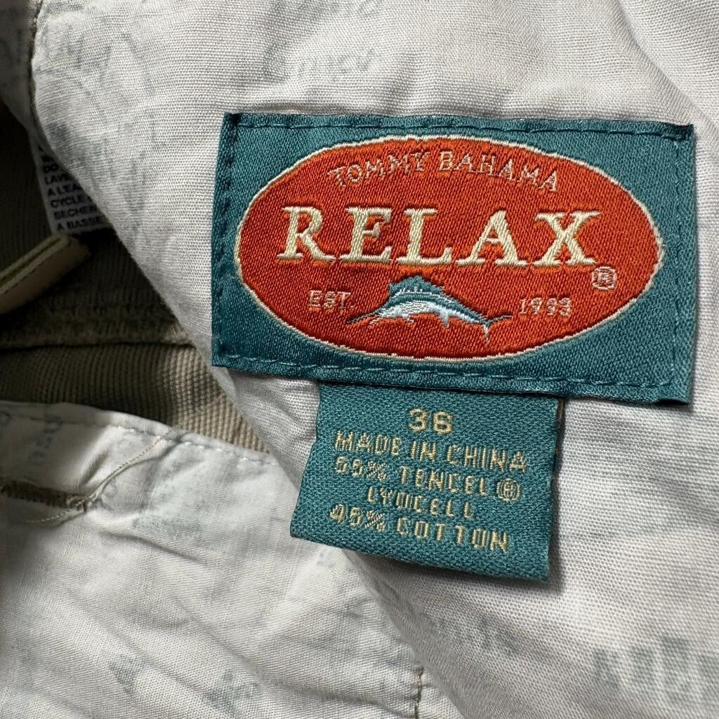 Tommy Bahama Relax Cargo Shorts Mens 36 Beige Khaki Tencel Cotton Blend