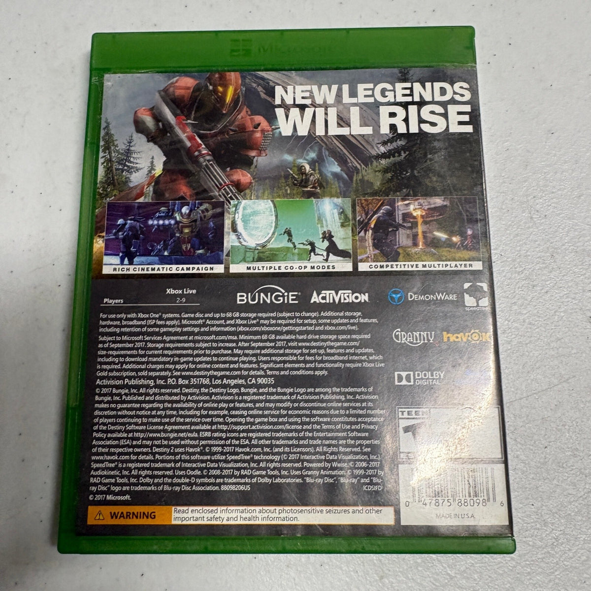 Destiny 2 Microsoft Xbox One Game Disc Case Insert Coldheart Paperwork Complete