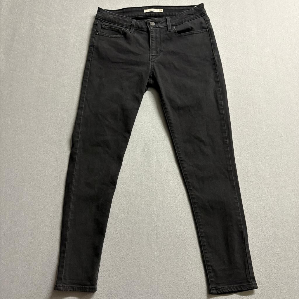 Levis 711 Skinny Jeans Womens 28 Black Denim Stretch WaterLess Mid Rise