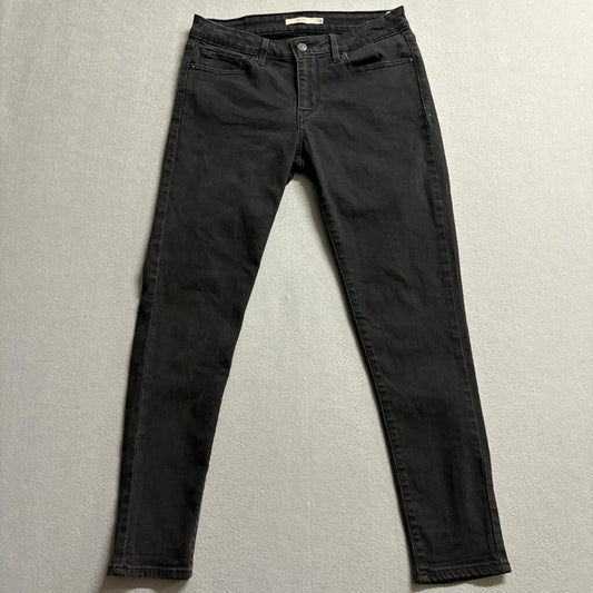 Levis 711 Skinny Jeans Womens 28 Black Denim Stretch WaterLess Mid Rise