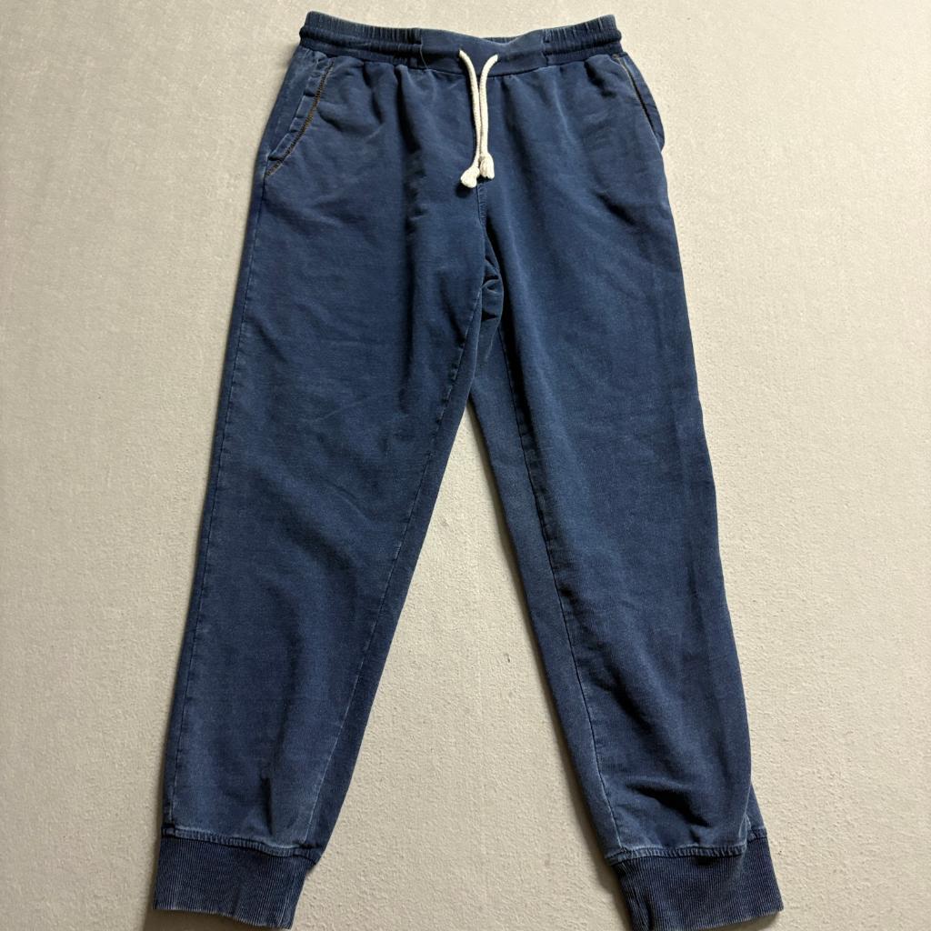 Lane Delaney Mens Small Blue Cotton Blend Fleece Joggers Sweatpants Drawstring