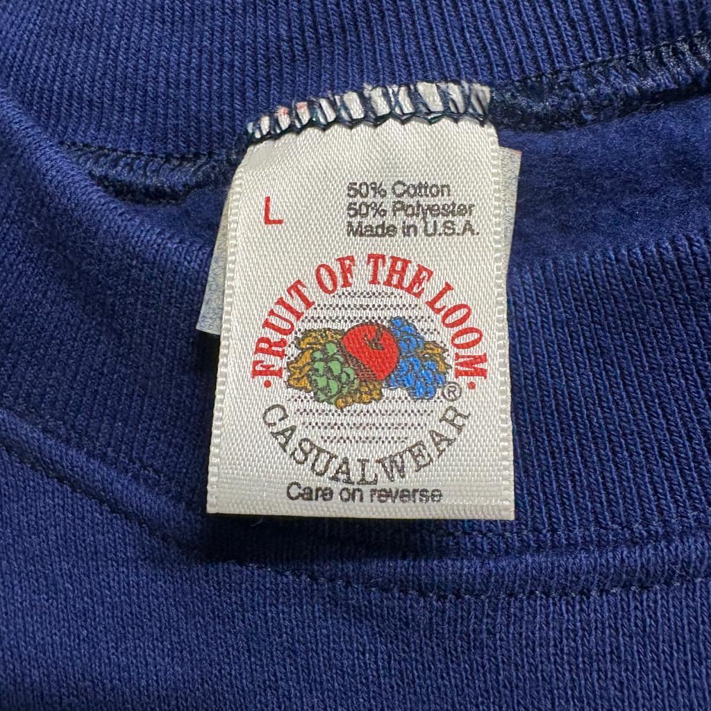 Vintage Fruit of the Loom Short Sleeve Sweatshirt Mens Large Blue Made in USA