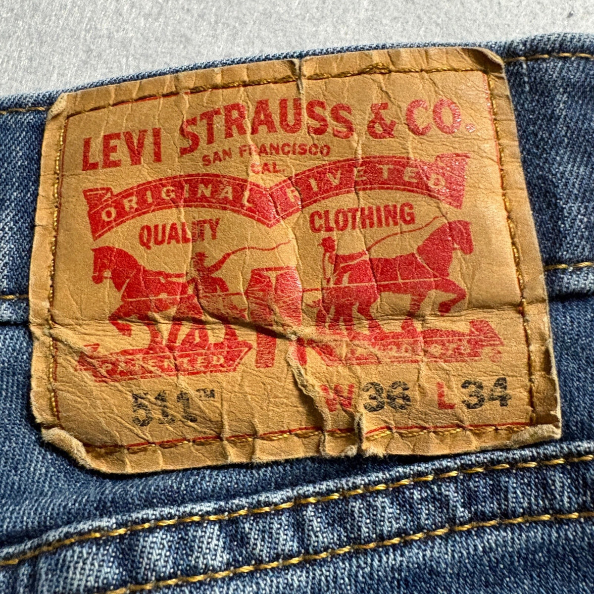 Levi's 511 Slim Fit Jeans Mens Size W36 L34 Blue Denim Distressed Hole Bleach