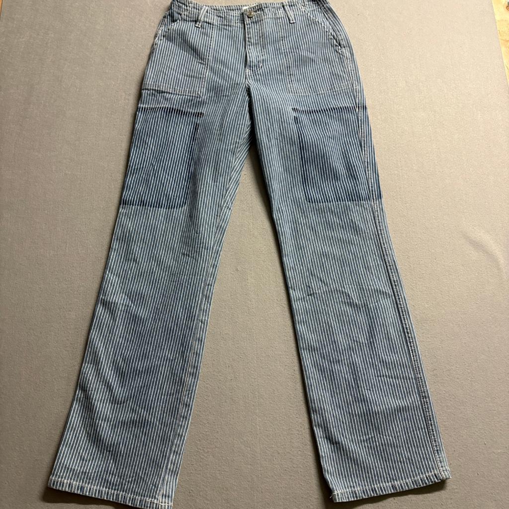 BBJ Los Angeles Carpenter Pants Womens Size 5 27 Blue White Striped Straight Leg
