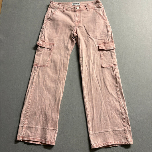 Disclosure Pink Wide Leg Cargo Jeans Womens Size 5/27 Stretch High Rise Denim