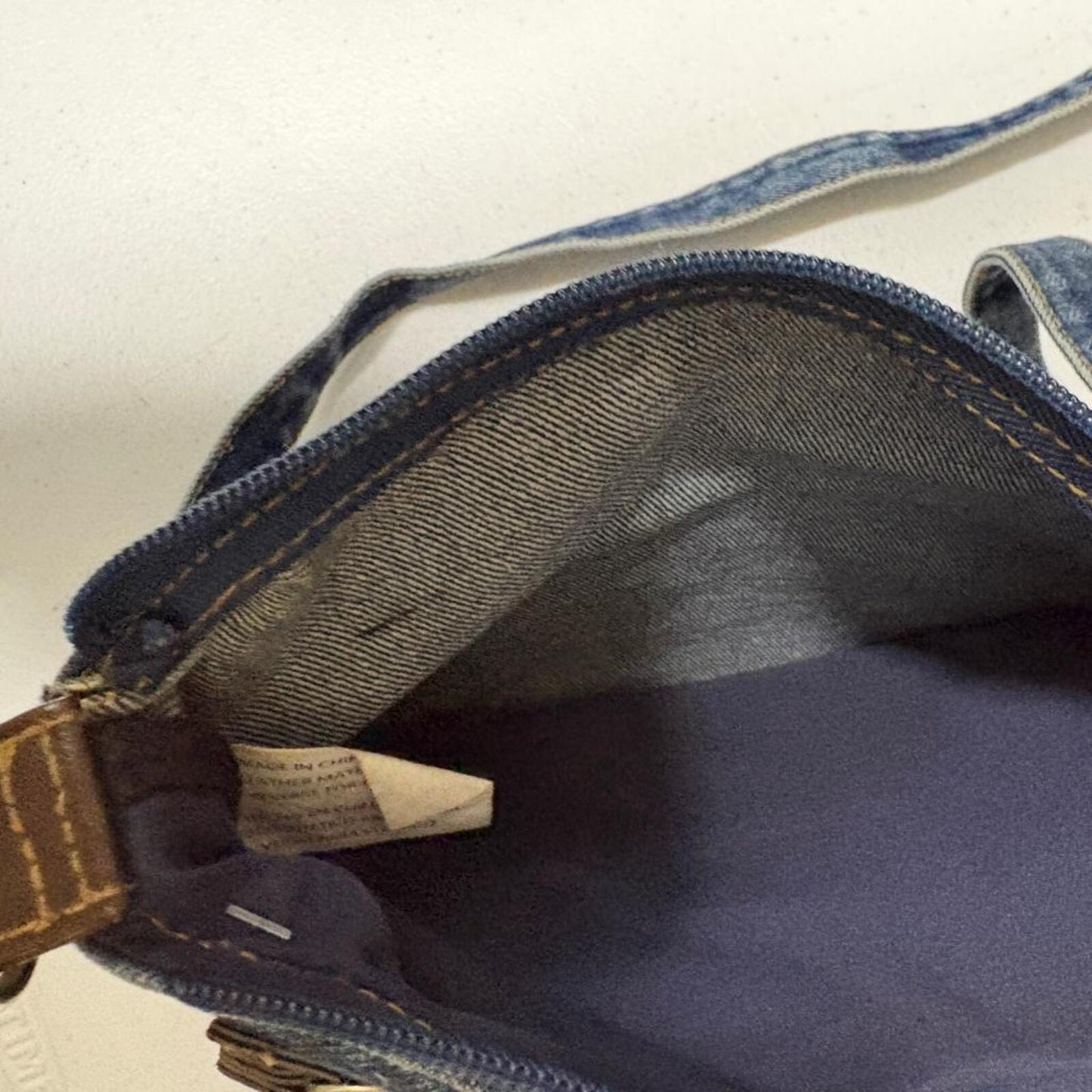 Vintage Y2K Denim Crossbody Bag Blue Jean Small Messenger Purse Faux Leather