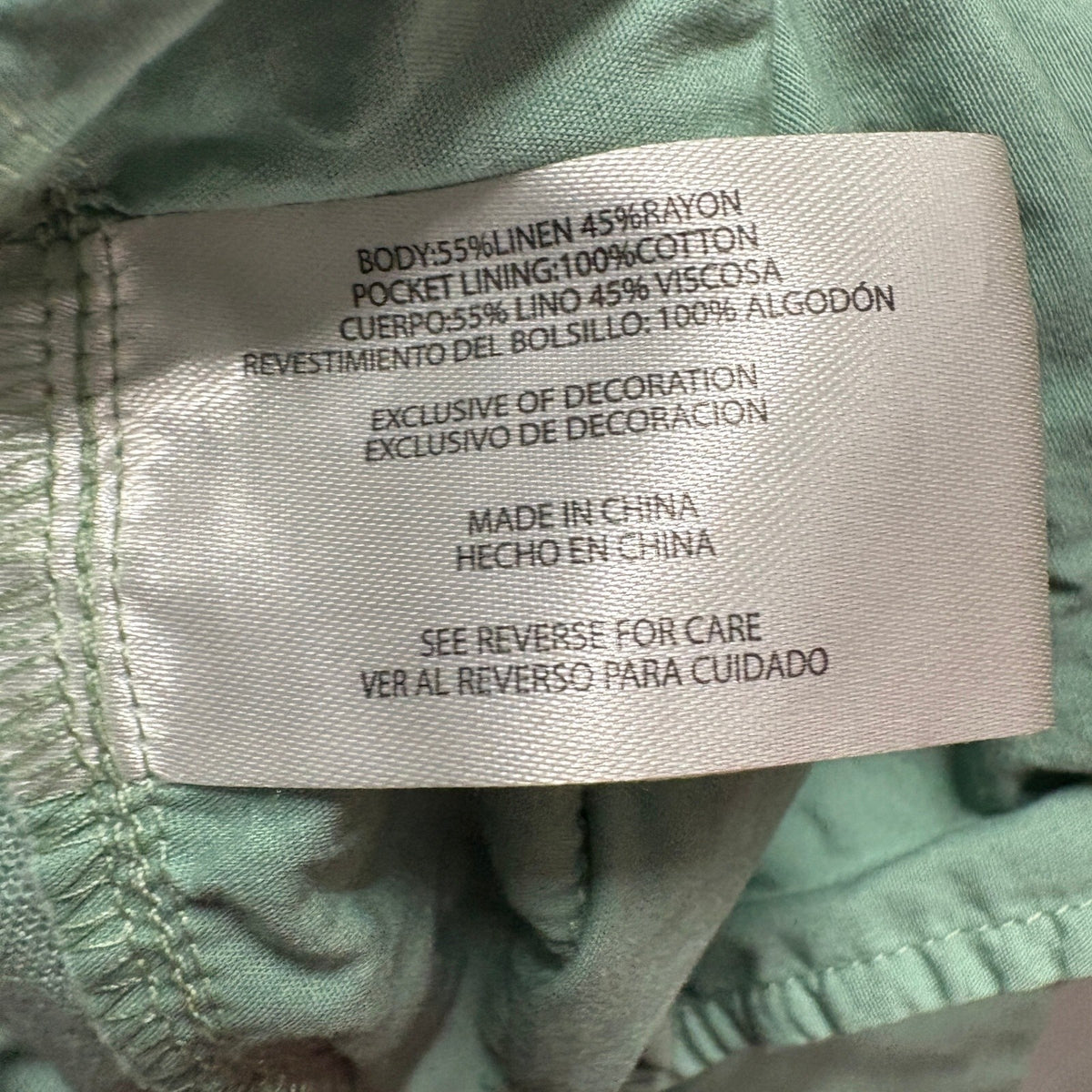 Gap Linen Blend Pants Womens Small Green Wide Leg Drawstring Elastic Waist