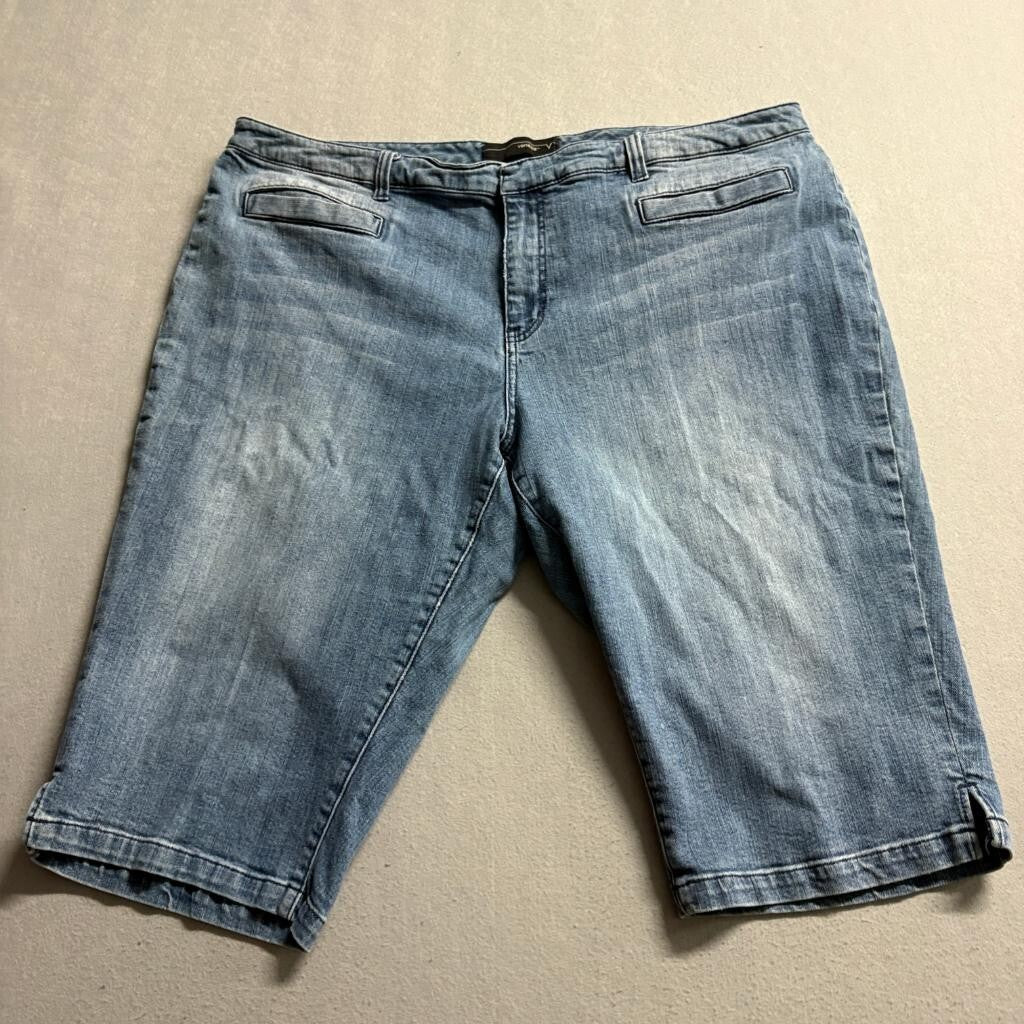 Venezia Denim Bermuda Shorts Womens Plus Size 24 Blue Stretch Cotton Blend