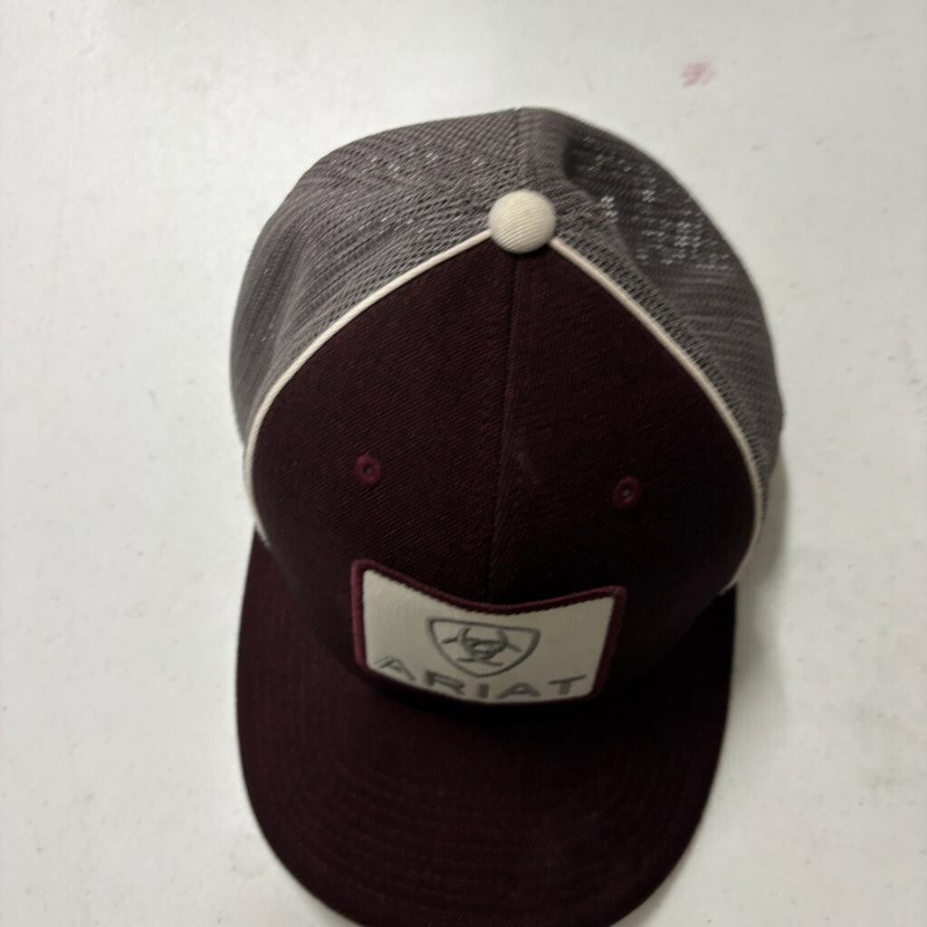 Ariat Trucker Hat Mens One Size Maroon Gray Flexfit 110 Snapback Mesh Cap
