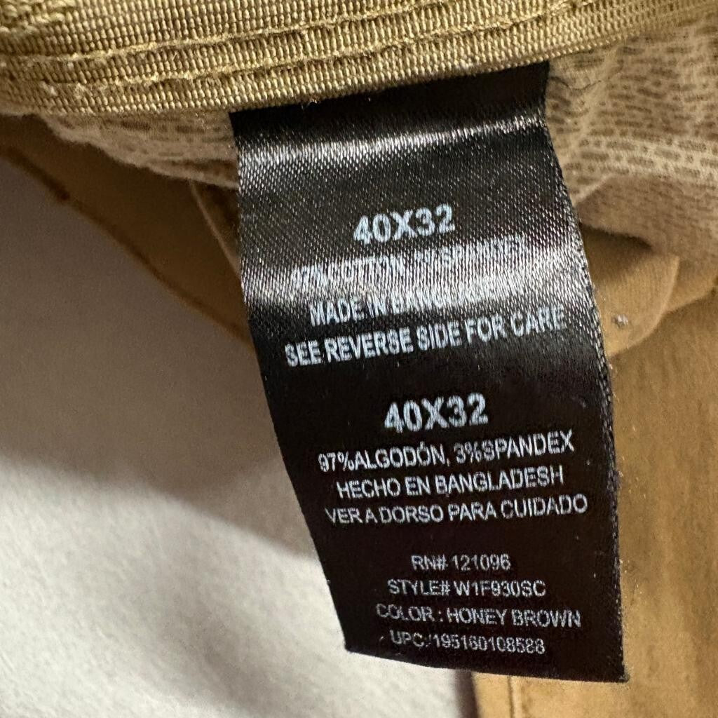 Weatherproof Vintage Mens Pants 40x32 Honey Brown Stretch Utility Canvas Cargo