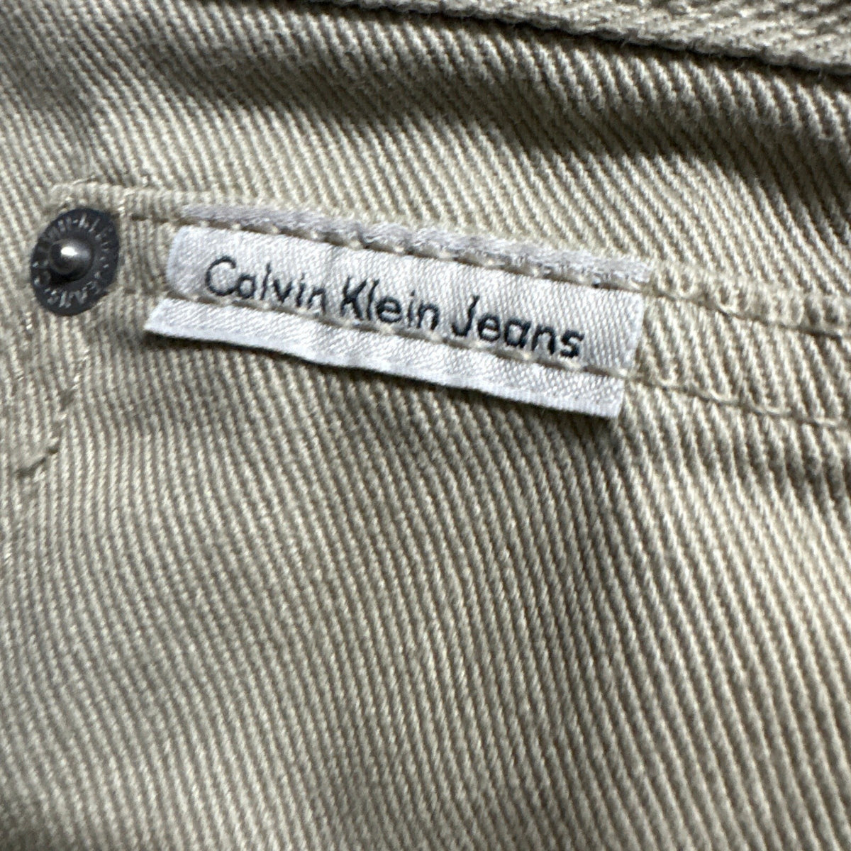 Calvin Klein Jeans Mens 33x32 Easy Fit Khaki Tan Denim Pants Cotton Vintage